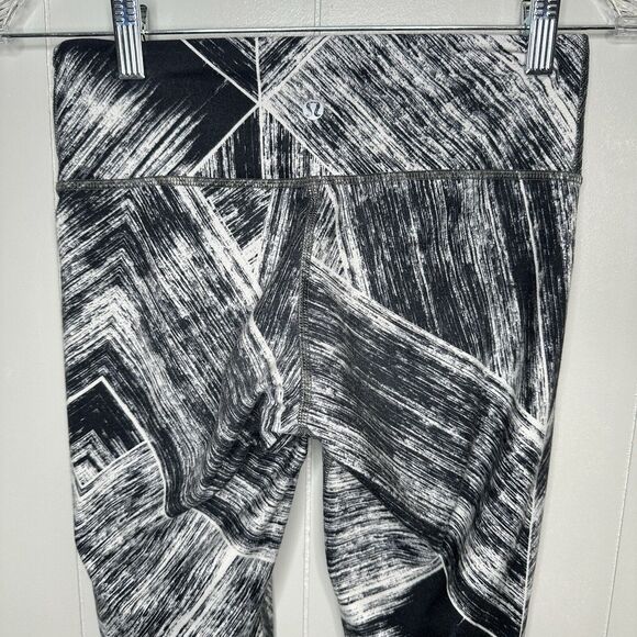Lululemon Wunder Under Crop II Heath Wave Black White Size 4 Workout Leggings - Picture 6 of 13
